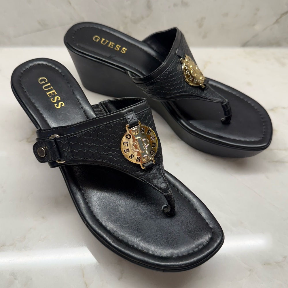 GUESS - Wedge Platform Slide Sandals - size 9